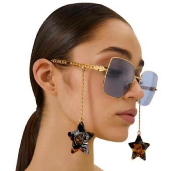 Gucci 61mm blue square sunglasses with star attachable/detachable charms NWT - Picture 4 of 17